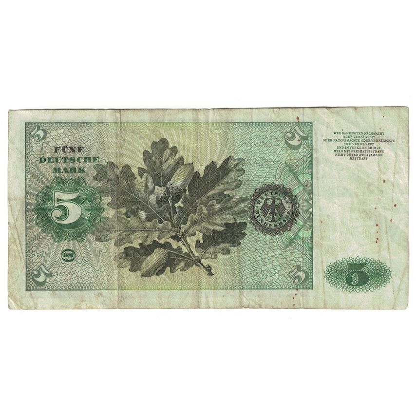 Billet, République fédérale allemande, 5 Deutsche Mark, 1970, 1970-01-02