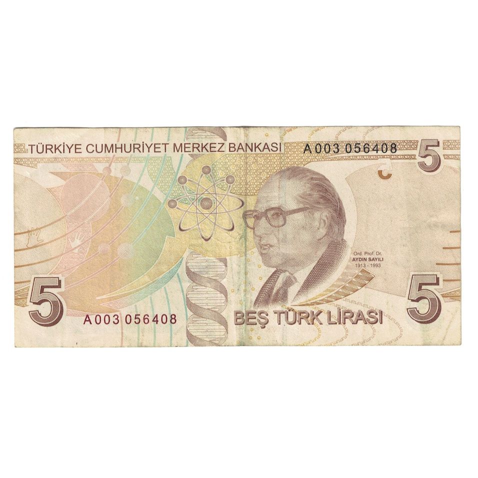 Banconote, Turchia, 5 Lira, Undated (2009), KM:222, MB+