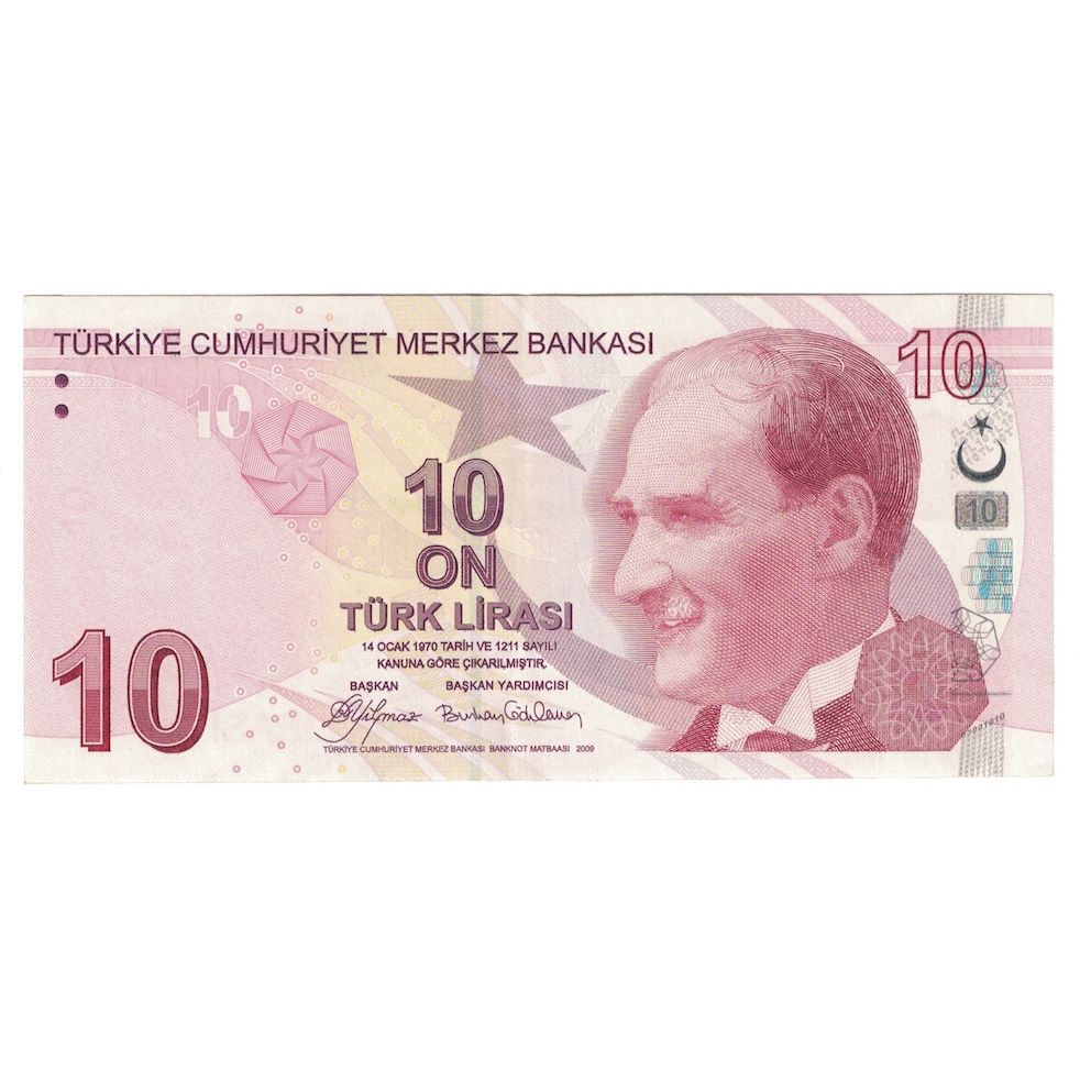 Geldschein, Türkei, 10 Lira, Undated (2009), KM:223, VZ