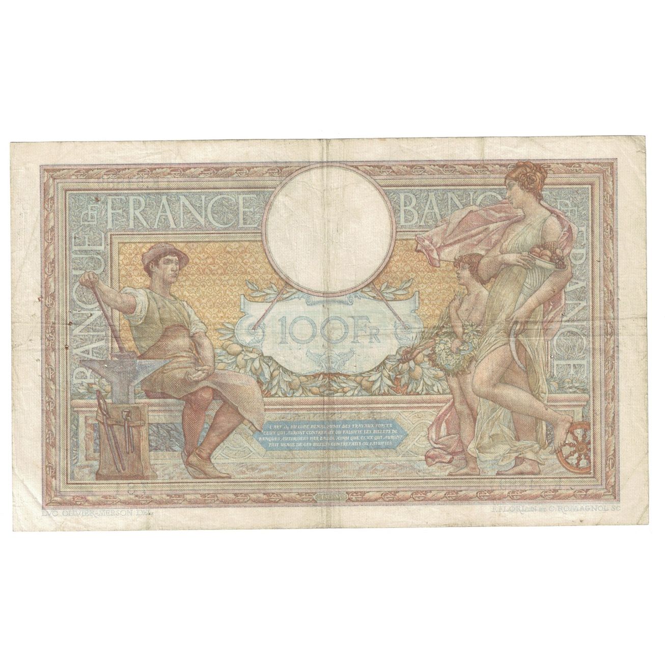 Francia, 100 Francs, Luc Olivier Merson, 1937, 1937-06-24, MB+, KM:78c
