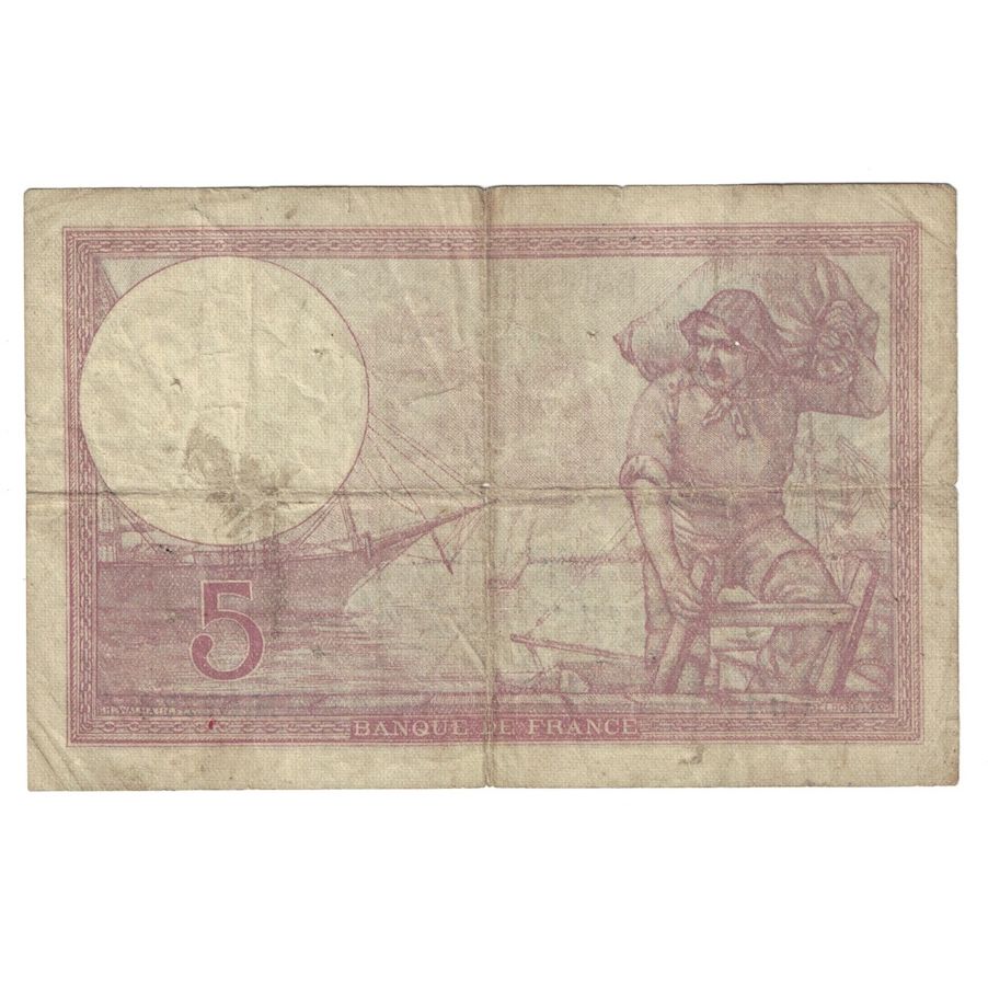 França, 5 Francs, Violet, 1939, 1939-09-21, F(12-15), Fayette:4.9, KM:83