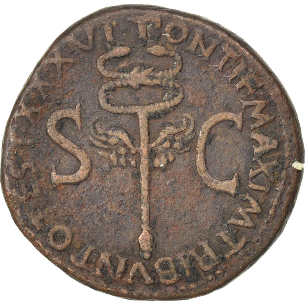 Tiberius, As, EF(40-45), Copper, Cohen #23, 10.90