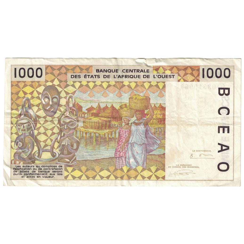 Nota, Estados da África Ocidental, 1000 Francs, 1994, KM:111Ad, EF(40-45)