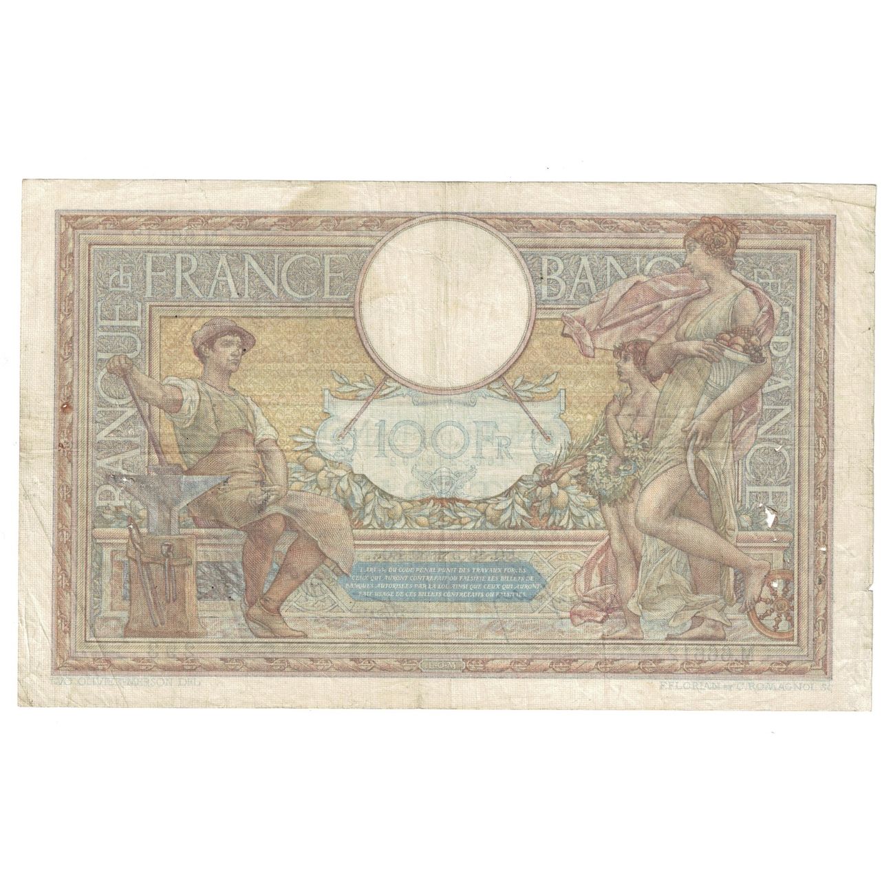 France, 100 Francs, Luc Olivier Merson, 1939, 1939-05-19, TB+, Fayette:25.47