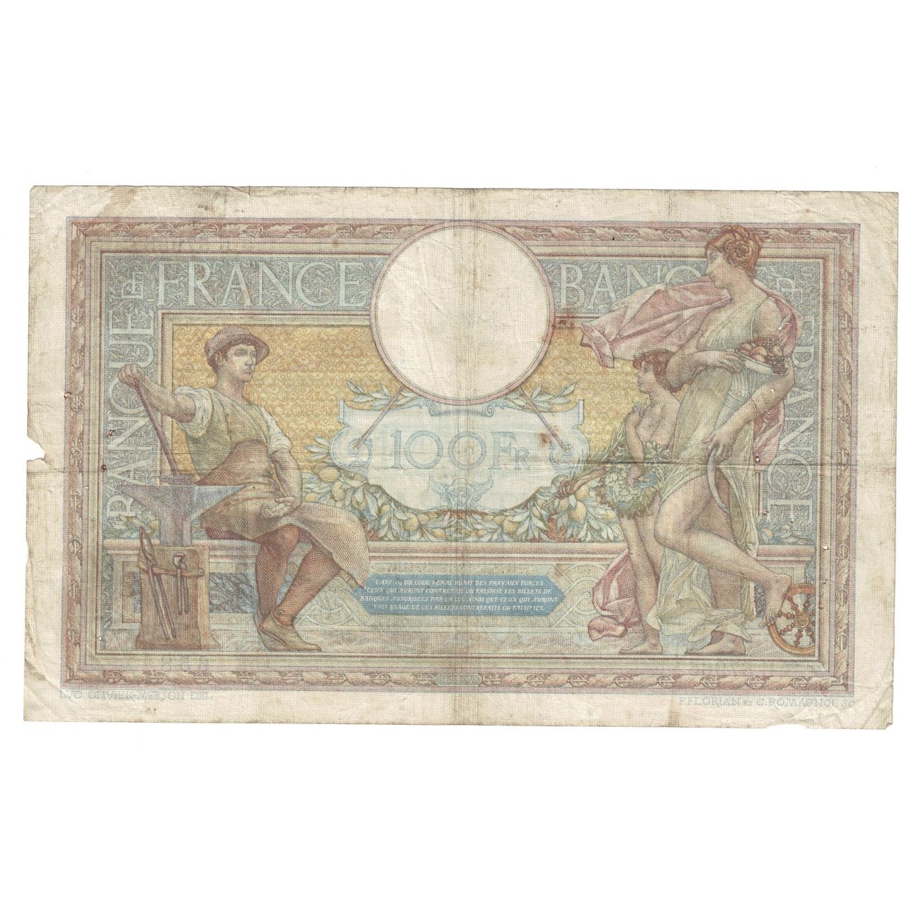 France, 100 Francs, Luc Olivier Merson, 1938, 1938-02-24, B+, Fayette:25.12