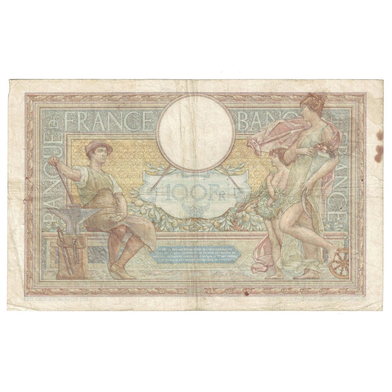 Francia, 100 Francs, Luc Olivier Merson, 1936, 1936-10-08, MB+, Fayette:24.15