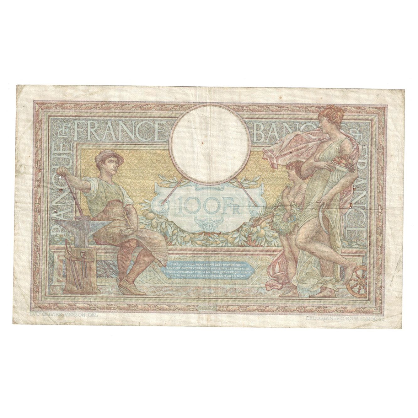 France, 100 Francs, Luc Olivier Merson, 1938, 1938-07-15, TB, KM:86b