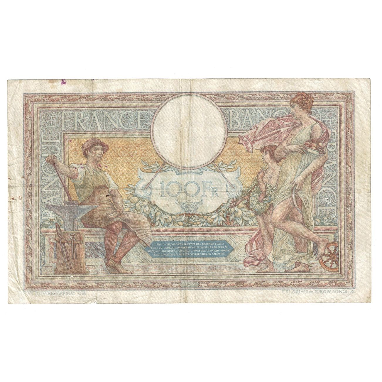 França, 100 Francs, Luc Olivier Merson, 1934, 1934-03-15, VF(20-25)