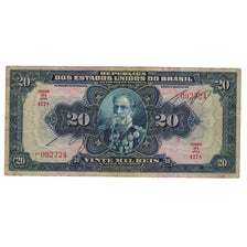 Banknot, Brazylia, 20 Cruzeiros on 20 Mil Reis, Undated (1942), KM:127, F(12-15)