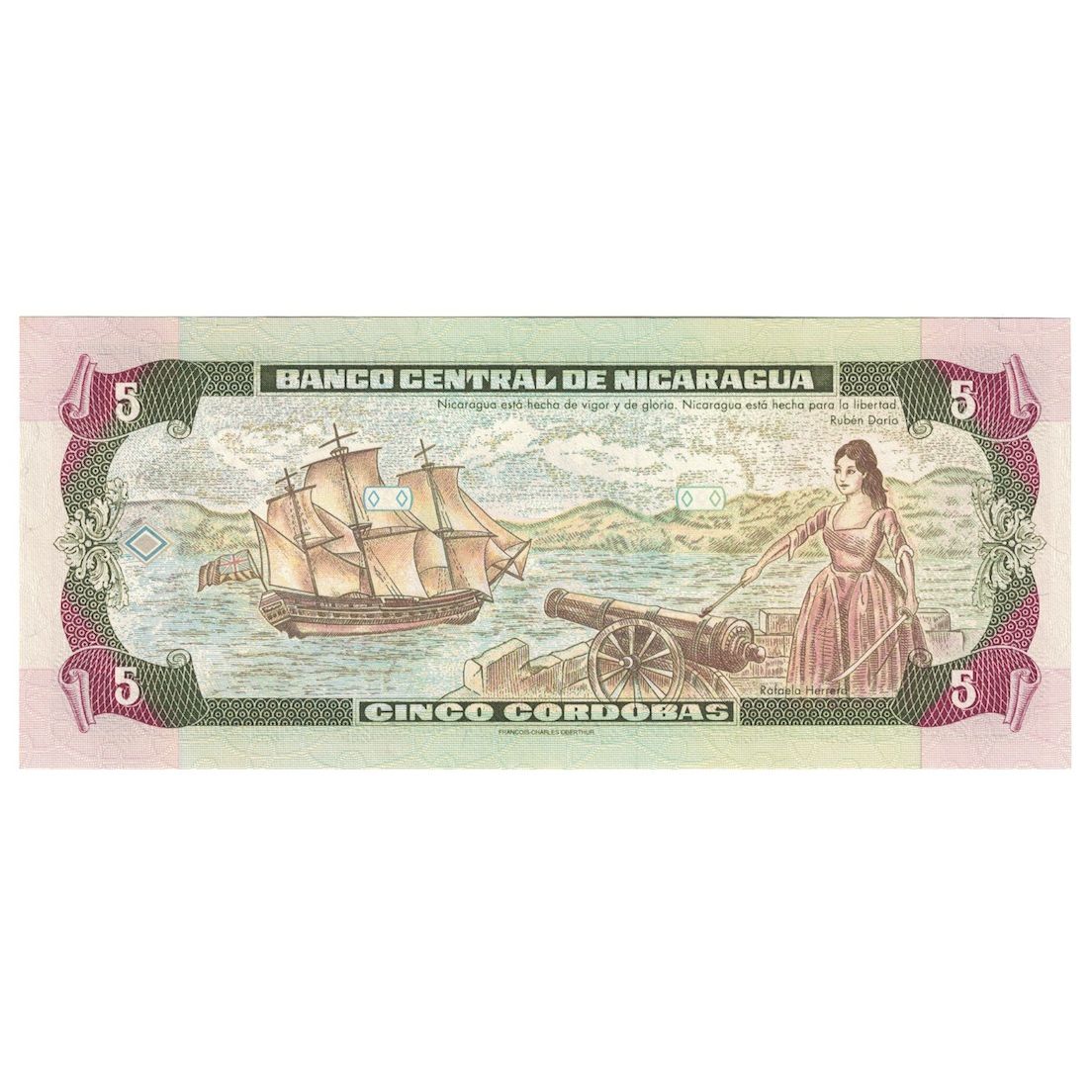 Geldschein, Nicaragua, 5 Cordobas, 1995, KM:180, UNZ