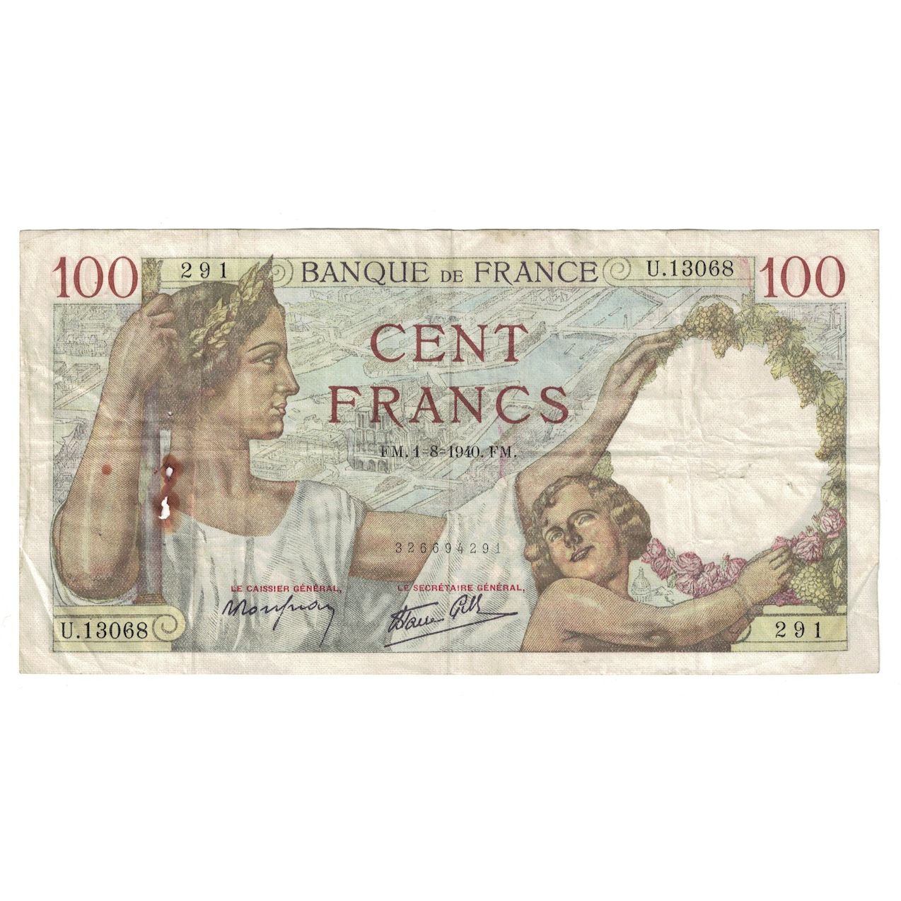 Francia, 100 Francs, Sully, 1940, 1940-08-01, MB, Fayette:26.34, KM:94