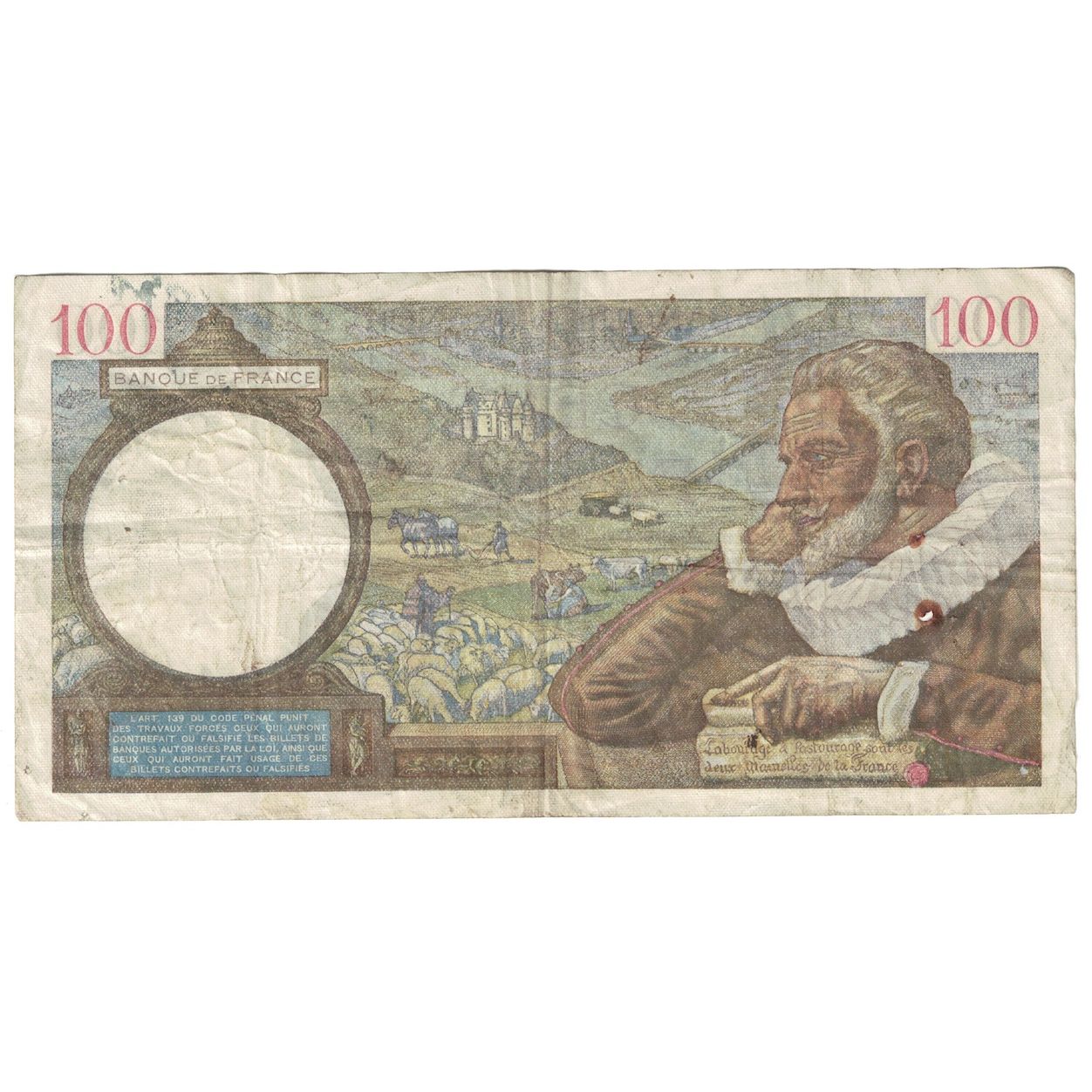 Francja, 100 Francs, Sully, 1940, 1940-08-01, VF(20-25), Fayette:26.34, KM:94
