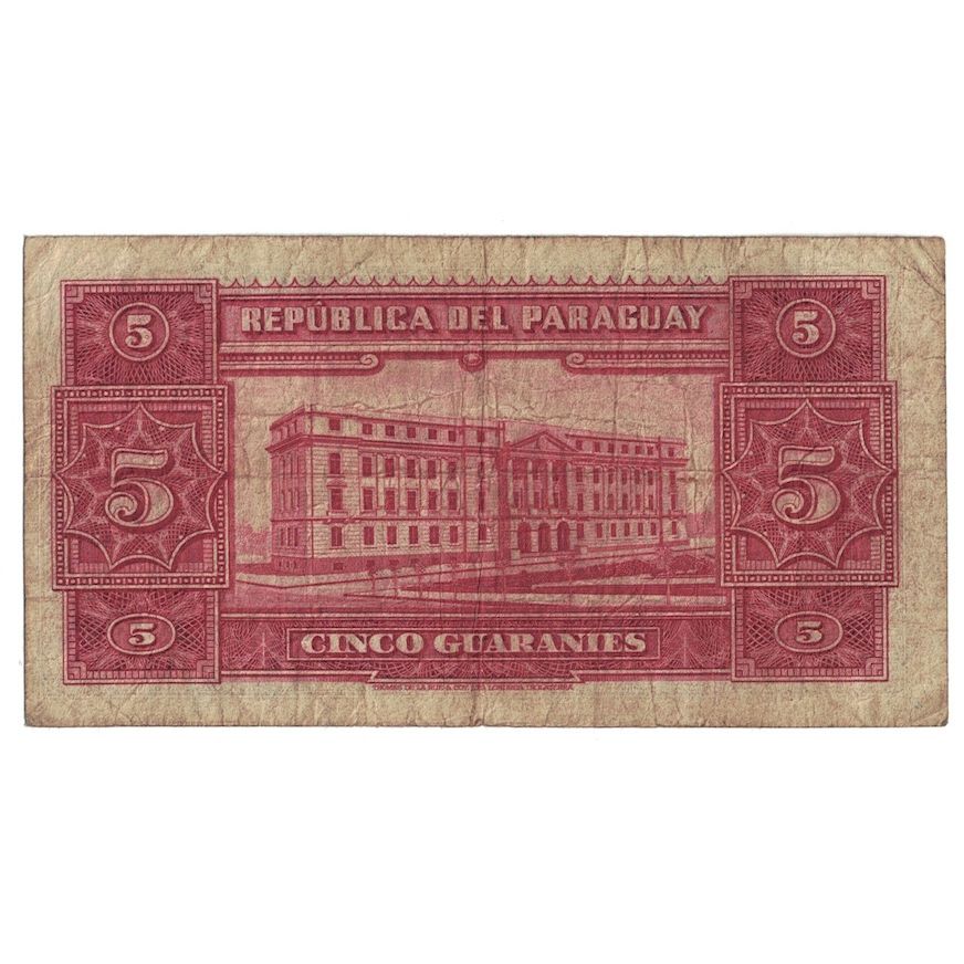 Geldschein, Paraguay, 5 Guaranies, L1952, KM:186a, SGE