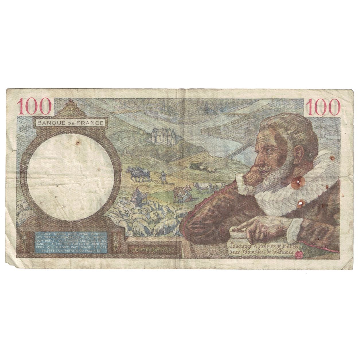 Francja, 100 Francs, Sully, 1940, 1940-02-22, VF(30-35), Fayette:26.23, KM:94