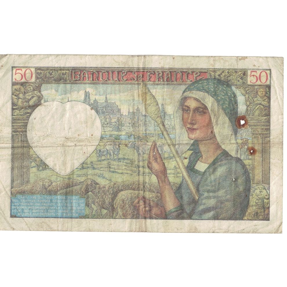 France, 50 Francs, Jacques Coeur, 1941, 1941-02-13, F(12-15), Fayette:19.06