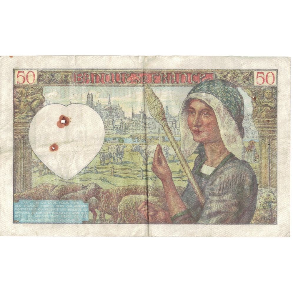 Francja, 50 Francs, Jacques Coeur, 1941, 1941-11-20, VF(20-25), Fayette:19.16