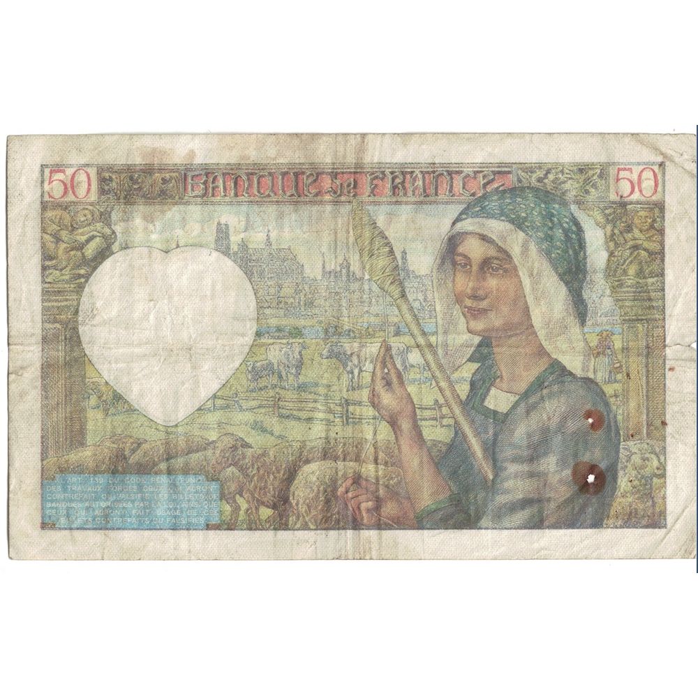 France, 50 Francs, Jacques Coeur, 1941, 1941-04-24, F(12-15), Fayette:19.09