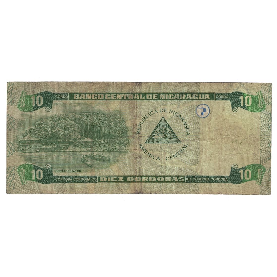 Billet, Nicaragua, 10 Cordobas, 2002, KM:191, B+