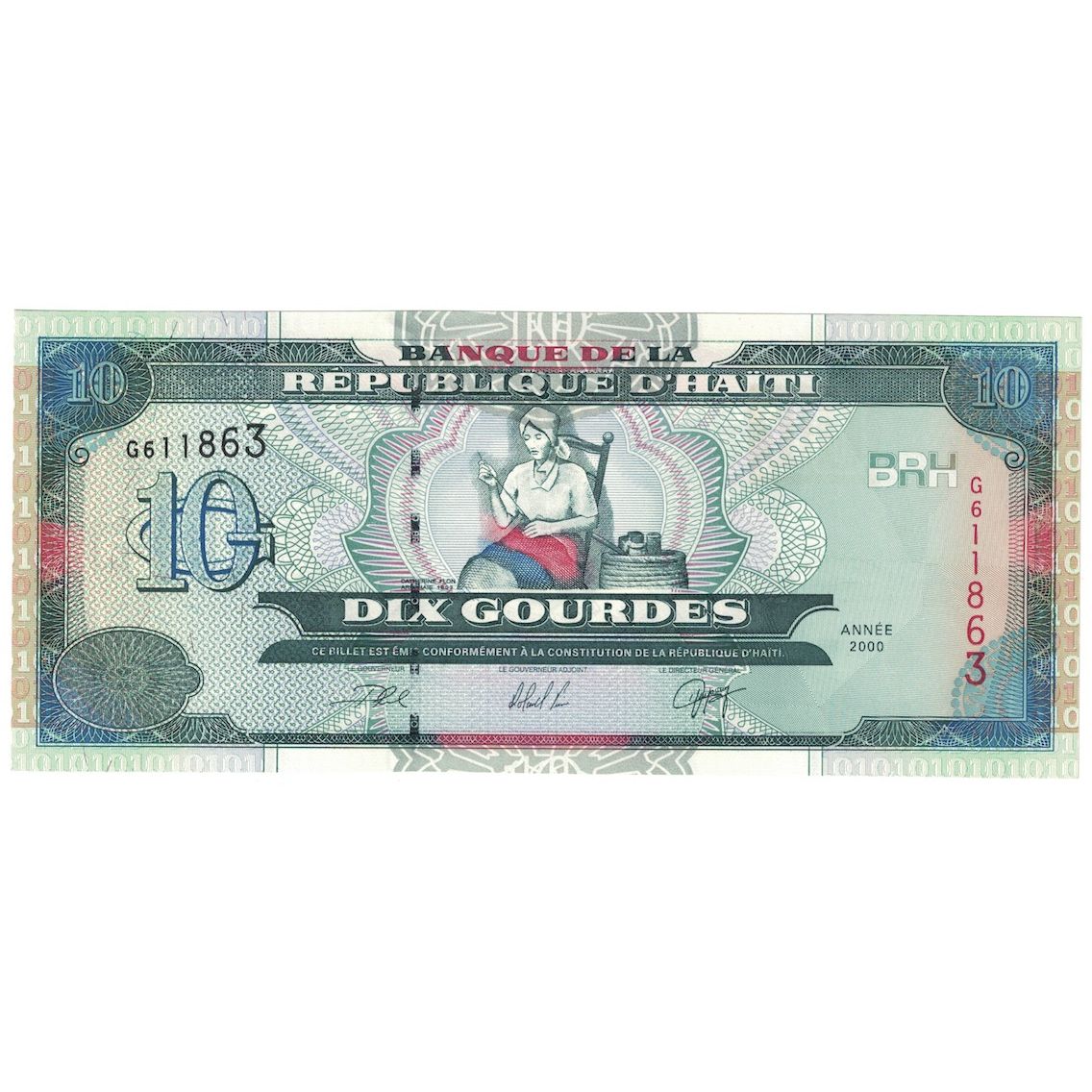 Banknot, Haiti, 10 Gourdes, 2000, KM:265a, UNC(65-70)
