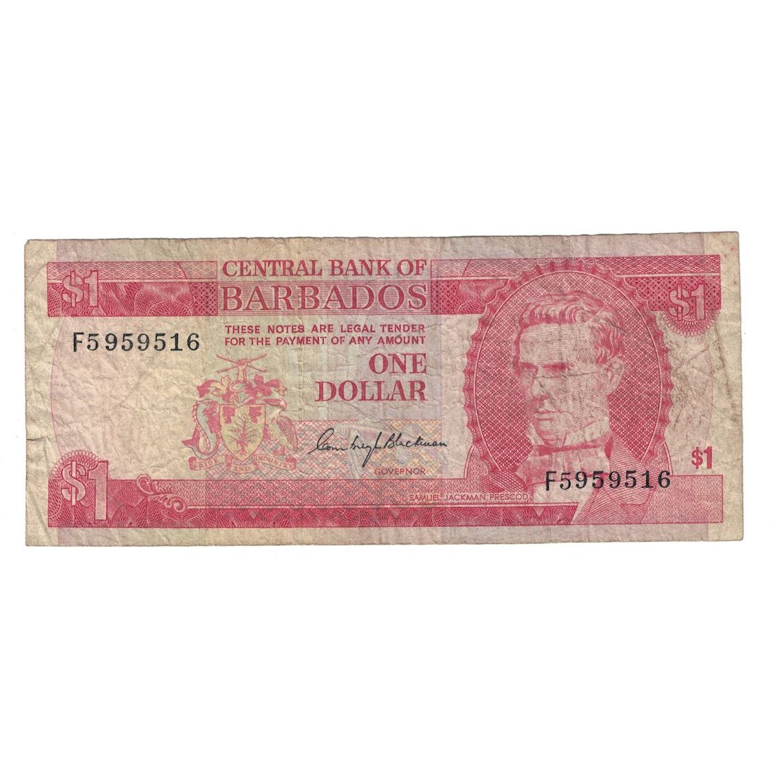 Billet, Barbados, 1 Dollar, Undated (1973), KM:29a, B+