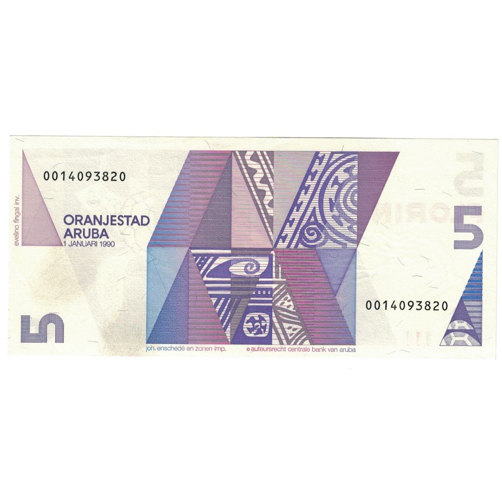 Geldschein, Aruba, 5 Florin, 1990, 1990-01-01, KM:6, UNZ-