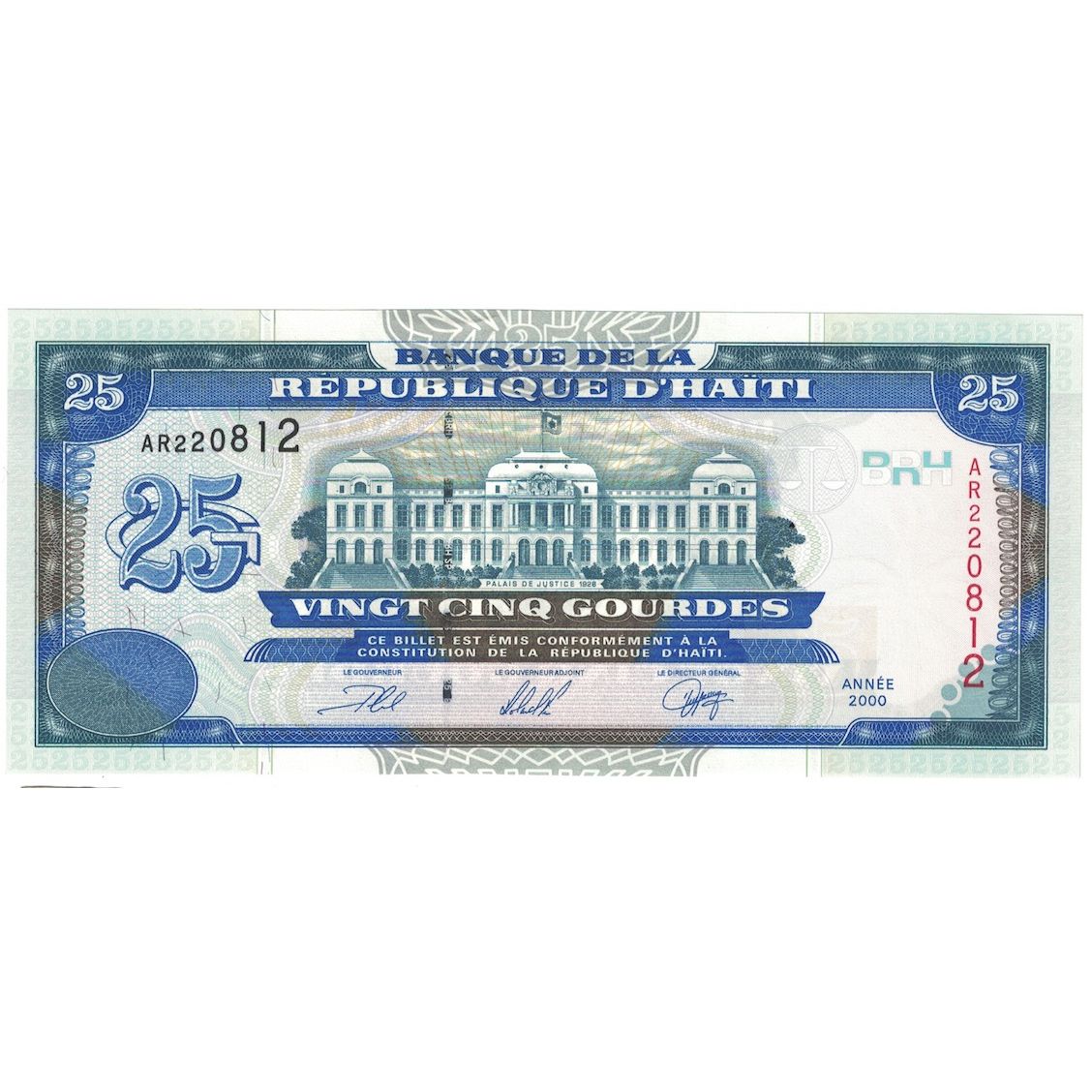 Geldschein, Haiti, 25 Gourdes, 2000, KM:266a, UNZ