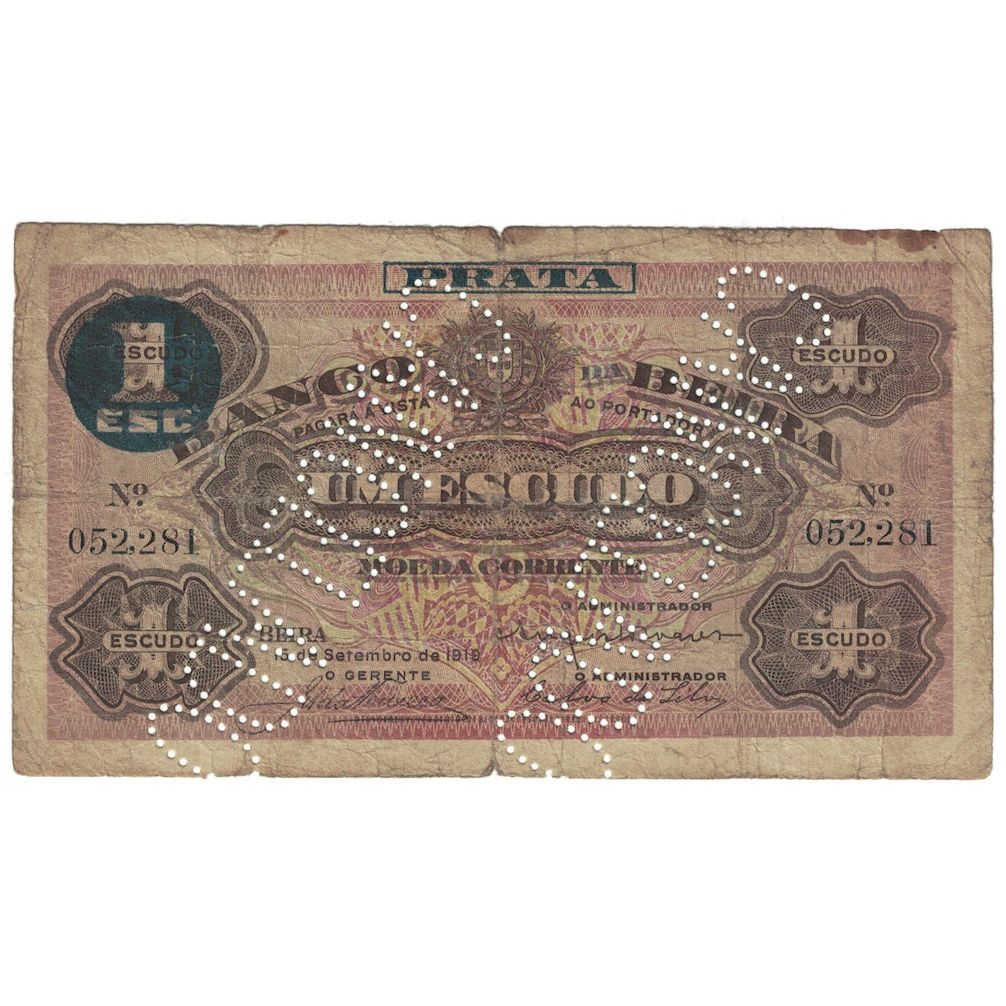 Billet, Mozambique, 1 Escudo, 1919, 1919-09-15, KM:R11a, B