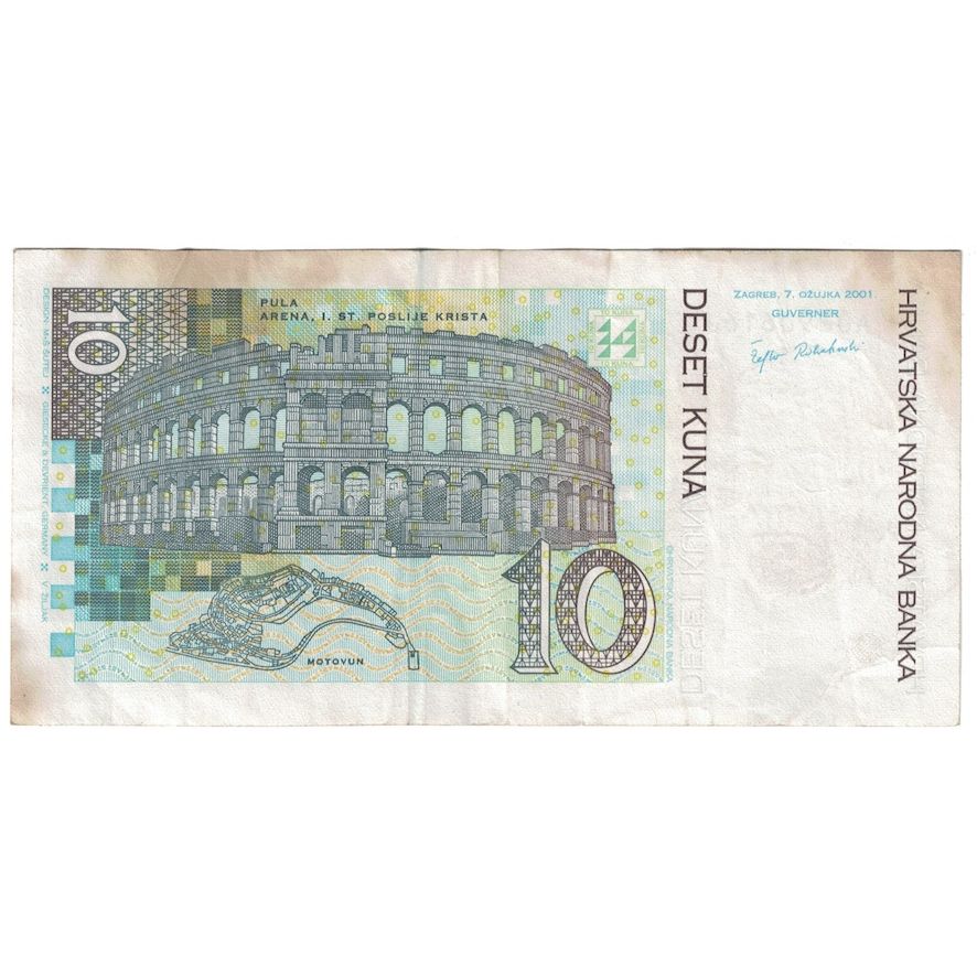 Banknote, Croatia, 10 Kuna, 2001, 2001-03-07, KM:38, VF(30-35)