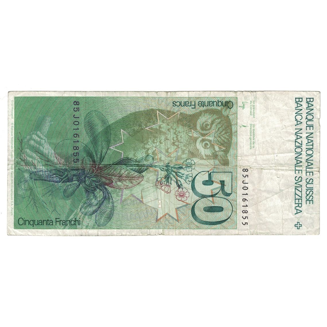 Geldschein, Schweiz, 50 Franken, 1980, KM:56c, SS