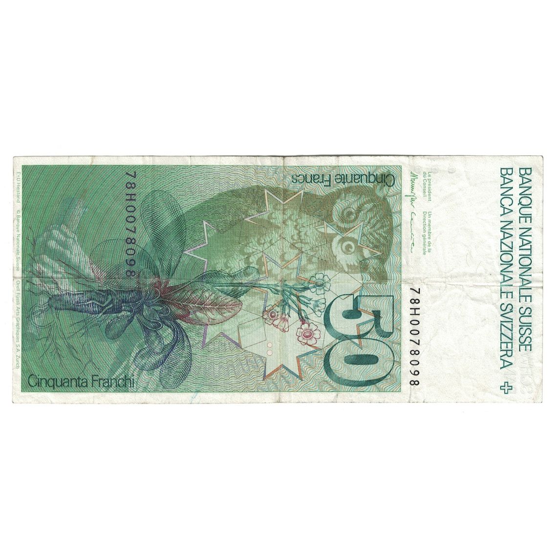 Geldschein, Schweiz, 50 Franken, 1981, KM:56d, SS