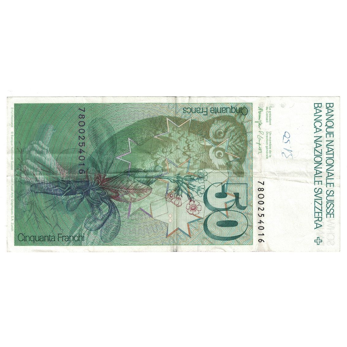 Banconote, Svizzera, 50 Franken, 1986, KM:56g, BB+