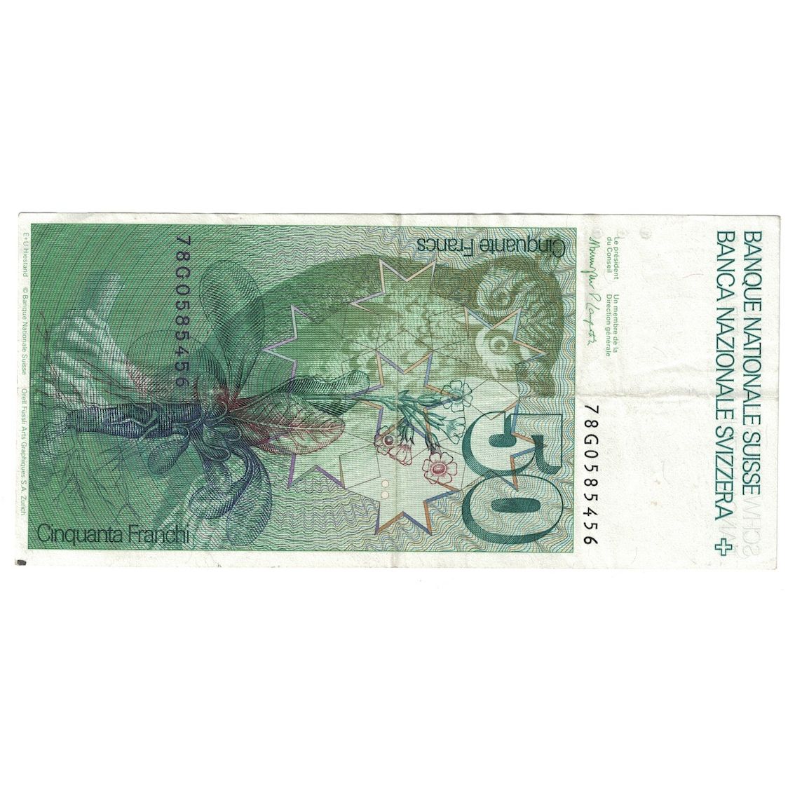 Banconote, Svizzera, 50 Franken, 1986, KM:56g, BB+