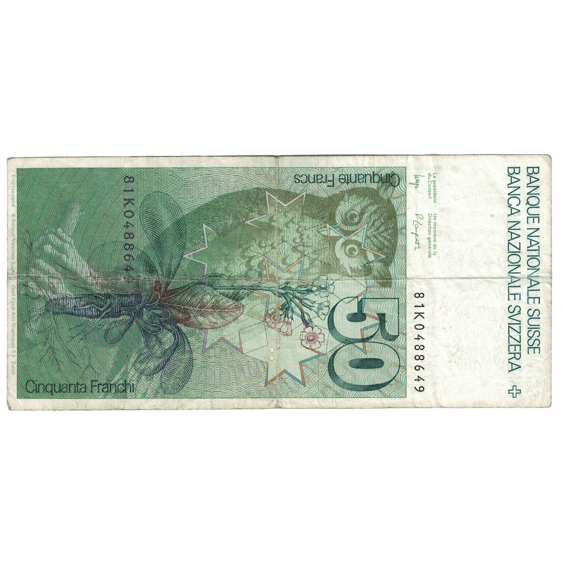 Banconote, Svizzera, 50 Franken, 1983, KM:56e, MB+