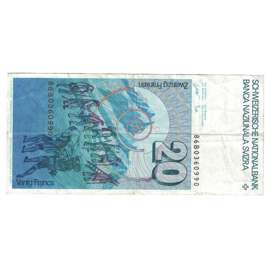 Banknote, Switzerland, 20 Franken, 1986, KM:55f, EF(40-45)