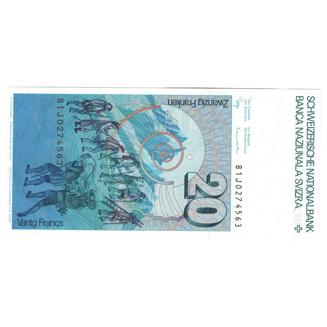 Geldschein, Schweiz, 20 Franken, 1981, KM:55c, UNZ-