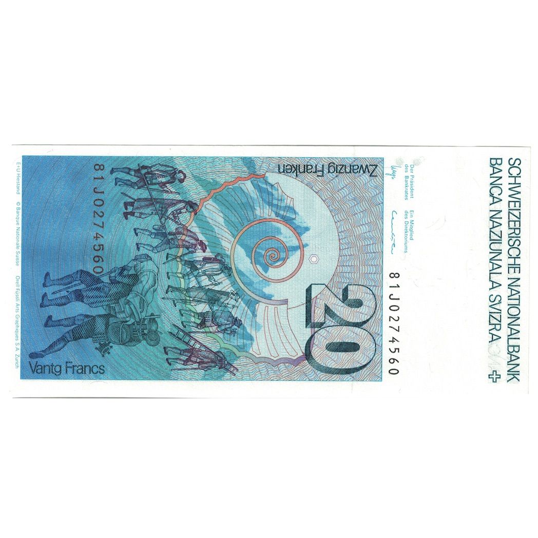 Geldschein, Schweiz, 20 Franken, 1981, KM:55c, UNZ