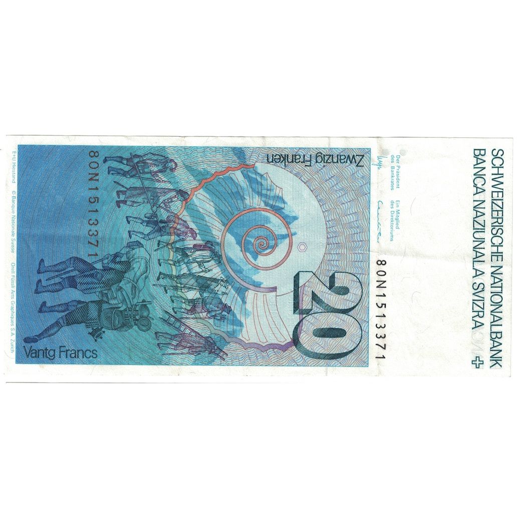Banknote, Switzerland, 20 Franken, 1980, KM:55b, AU(55-58)
