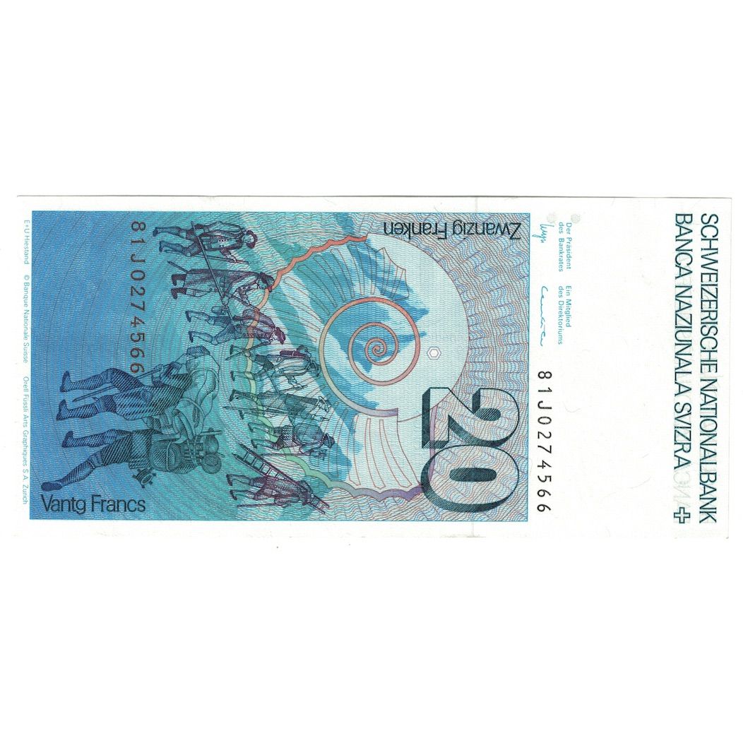 Geldschein, Schweiz, 20 Franken, 1981, KM:55c, UNZ