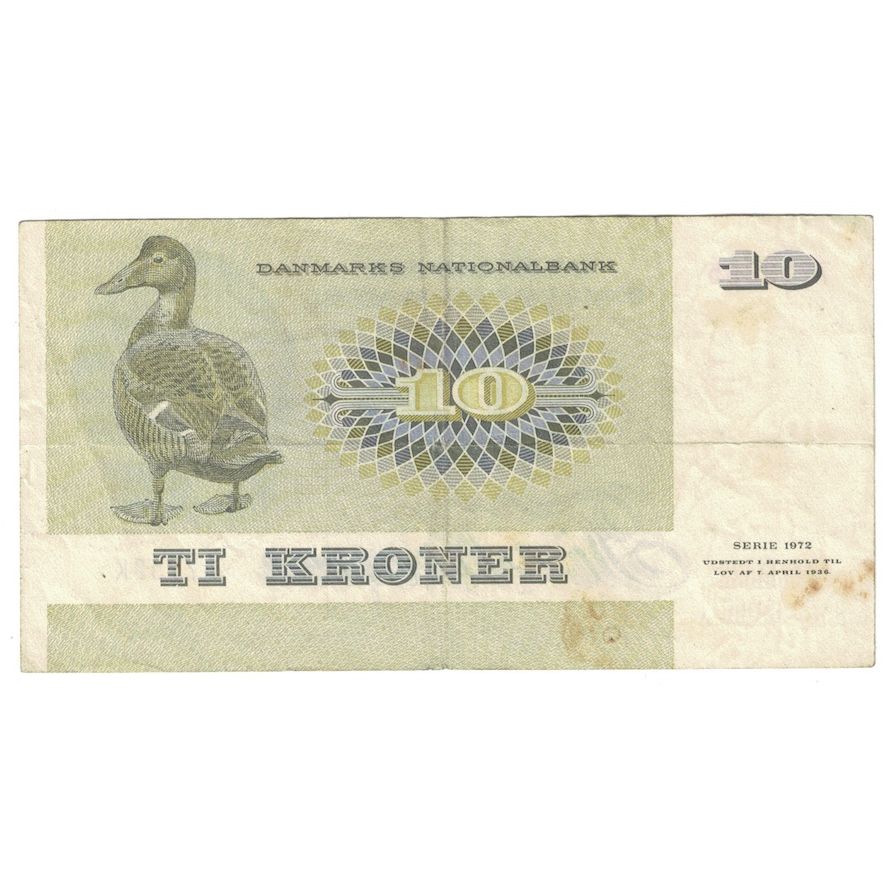 Geldschein, Dänemark, 10 Kroner, 1972, KM:48a, S+