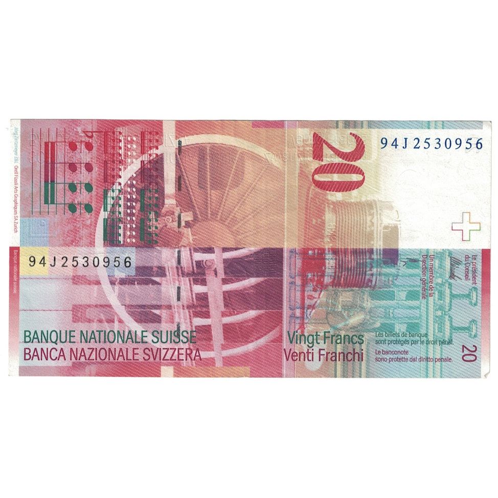Banconote, Svizzera, 20 Franken, 1994, KM:68a, BB+