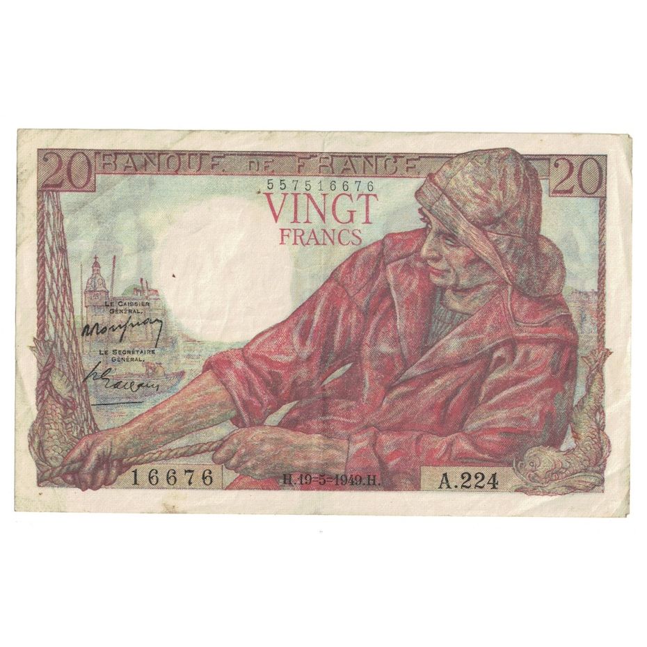 Francia, 20 Francs, Pêcheur, 1949, 1949-05-19, BB, Fayette:13.15, KM:100c