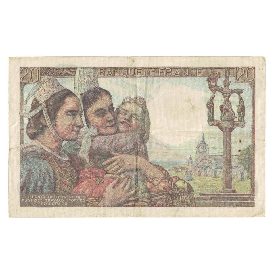 France, 20 Francs, Pêcheur, 1949, 1949-05-19, TB+, Fayette:13.15, KM:100c