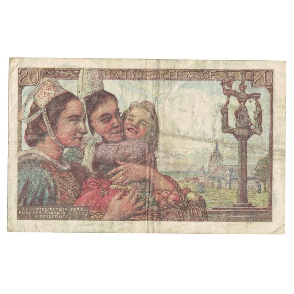 France, 20 Francs, Pêcheur, 1949, 1949-05-19, VF(20-25), Fayette:13.15, KM:100c