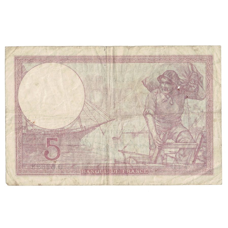 Francja, 5 Francs, Violet, 1939, 1939-09-21, VF(20-25), Fayette:4.16, KM:83