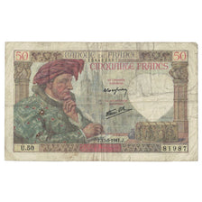 Francia, 50 Francs, Jacques Coeur, 1941, 1941-03-13, B+, Fayette:19.07, KM:93