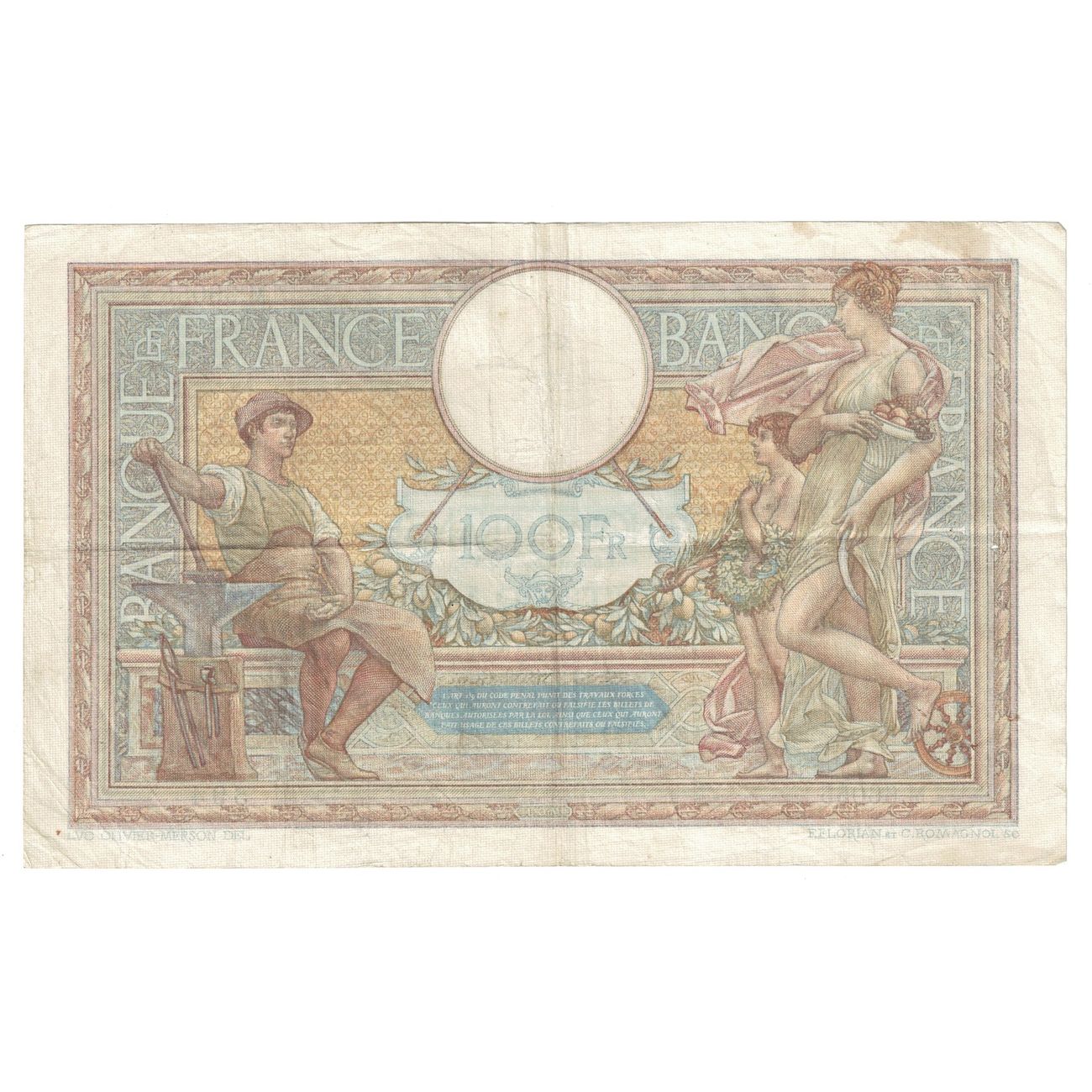 Francia, 100 Francs, Luc Olivier Merson, 1939, 1939-04-13, MB+, Fayette:25.46