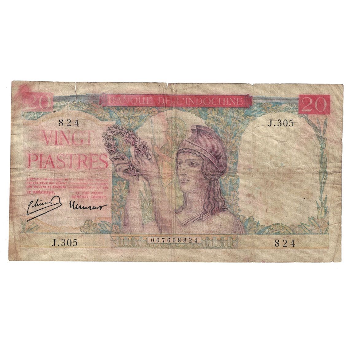 Banconote, INDOCINA FRANCESE, 20 Piastres, Undated (1942), KM:81a, B