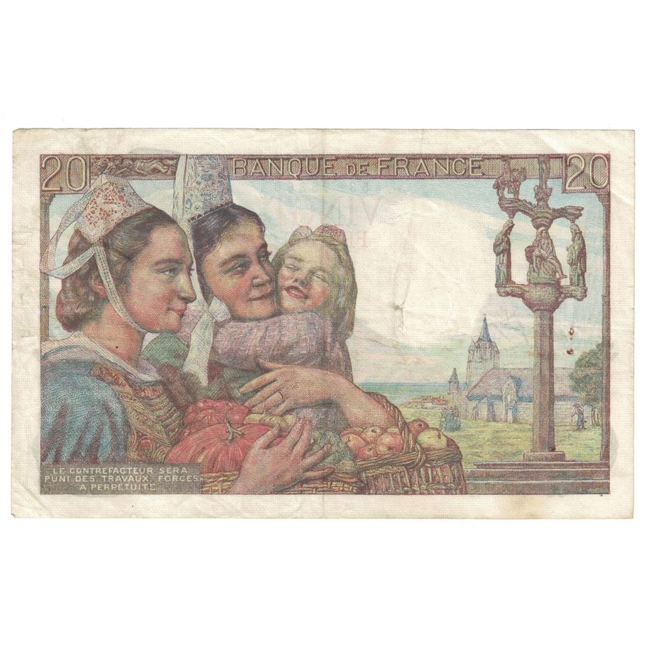 França, 20 Francs, Pêcheur, 1948, 1948-10-14, EF(40-45), Fayette:13.13