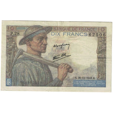 Francia, 10 Francs, Mineur, 1942, 1942-11-26, MB+, Fayette:8.6, KM:99e