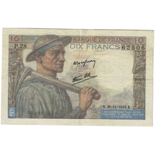 France, 10 Francs, Mineur, 1942, 1942-11-26, VF(30-35), Fayette:8.6, KM:99e